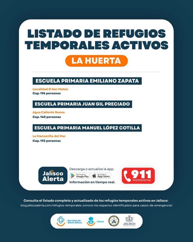 Refugios temporales en La Huerta