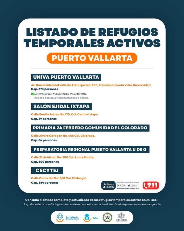 Refugios temporales en Puerto Vallarta.